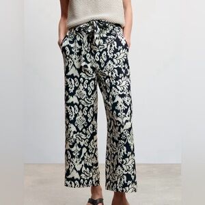 Mango Black and White Floral Wide Leg Pants